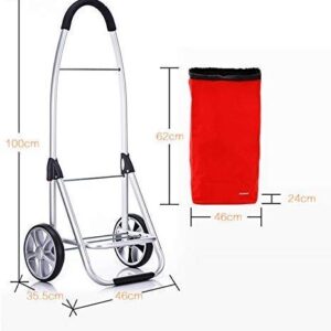 Shopping Trolley on Wheels Multi Function Shopping Cart Lightweight Trolley Aluminum Alloy Portable Collapsible,Travel Out Pull Rod Car Storage Hand Trucks,Blue ,