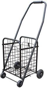 shopping trolley on wheels multi function shopping cart portable folding wrought iron trolley luggage trailer special spray treatment intimate basket buckle storage hand trucks,black,88cm