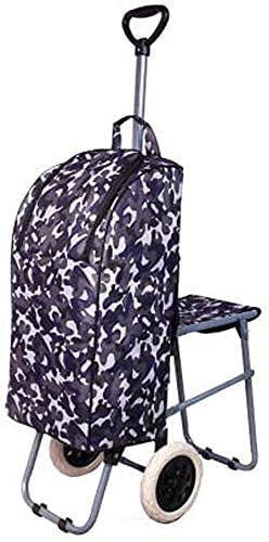 Shopping Trolley on Wheels Multi Function Shopping Cart Wheeled Folding Trolley with Seat Lightweight Stair Climbing Cart Al Hand Carts and Removable Oxford Cloth Bag Storage Hand Trucks,B ,Shoppin