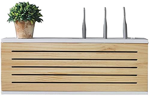 AVEEWA Wireless Router Storage Shelf Solid Wood Network Set-top Box Wall-Mounted Router Storage Box Socket Occlusion Box Wireless WiFi Router Shelf