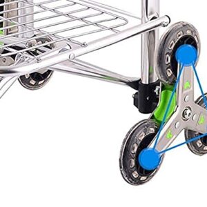 Shopping Trolley on Wheels Multi Function s,Kitchen Storage Utility Carts Foldable Dual Use Aluminum Alloy Climbing Shopping Cart 8 Rounds Crystal Wheel, Load 35 Kg Hand Trucks,Blue-B,