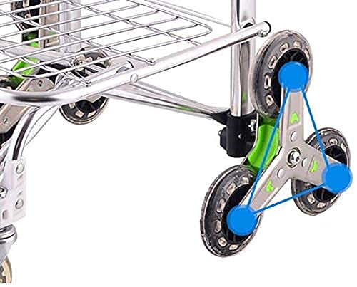 Shopping Trolley on Wheels Multi Function s,Kitchen Storage Utility Carts Foldable Dual Use Aluminum Alloy Climbing Shopping Cart 8 Rounds Crystal Wheel, Load 35 Kg Hand Trucks,Blue-B,