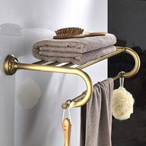 Towel Rack,Antique Brass Towel Rail with Double Towel Shelf for Bathroom, Wall-Mounted Shower Shelf Organizer,Black ( Gold)