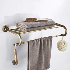 Towel Rack,Antique Brass Towel Rail with Double Towel Shelf for Bathroom, Wall-Mounted Shower Shelf Organizer,Black ( Gold)