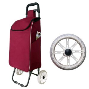 Shopping Trolley on Wheels Multi Function Shopping Cart Travel Cart Collapsible Portable Single Wheel Lever Car Small Trailer Trolley Storage Hand Trucks,Brown,