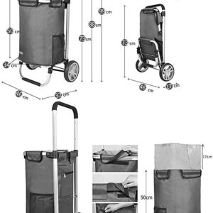 Shopping Trolley on Wheels Multi Function Shopping Cart Folding Portable Climbing Stair Trolley Trailer,Insulation Trolley Frame Drawstring Sealing Storage Hand Trucks,