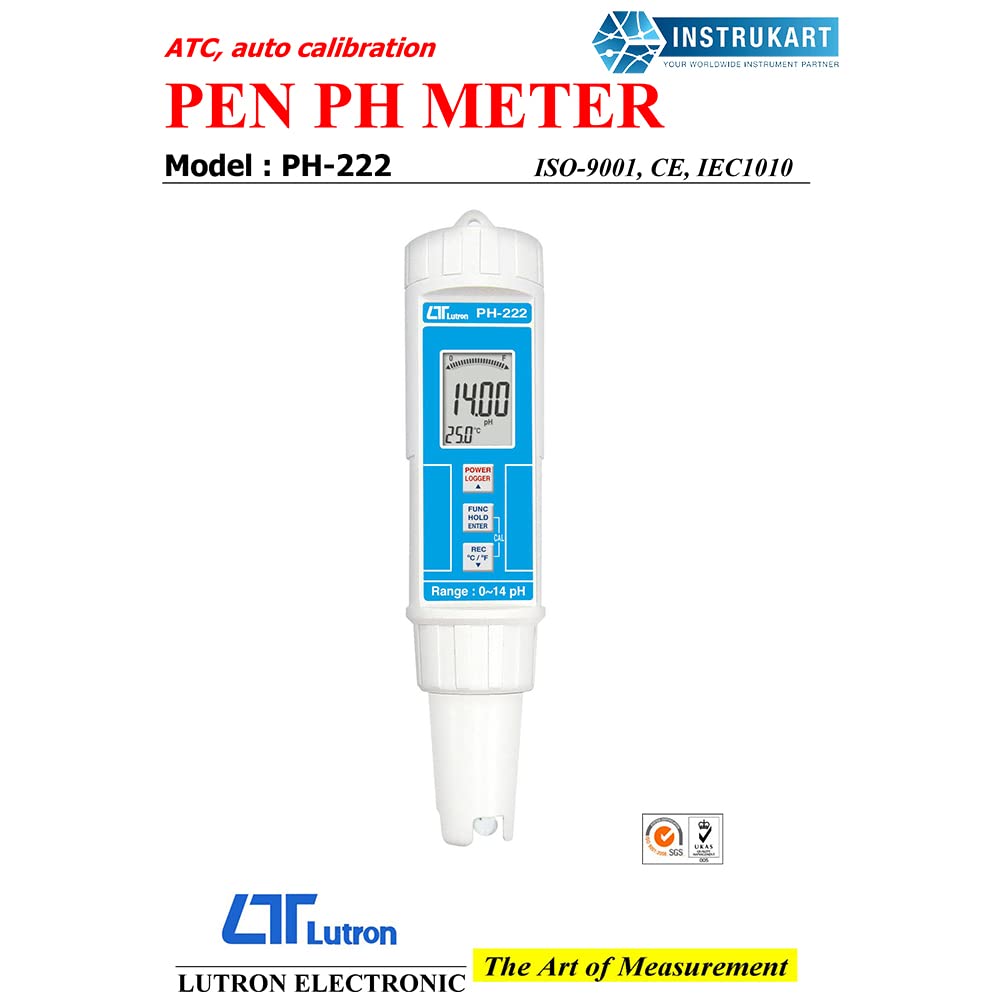 PH Meter PH-222, Pen Type,All in one pH Meter with Replaceable Electrode & Digital Display for Fish Hatcheries,Food Processing Industries