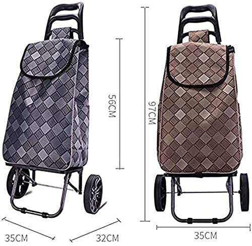 Shopping Trolley on Wheels Multi Function Shopping Cart Large Capacity Light Weight Wheeled Trolley Push Cart Bag with Wheels Pattern Storage Hand Trucks,Red ,