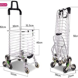 Shopping Trolley on Wheels Multi Function s,Kitchen Storage Utility Carts Foldable Dual Use Aluminum Alloy Climbing Shopping Cart 8 Rounds Crystal Wheel, Load 35 Kg Hand Trucks,Blue-B,