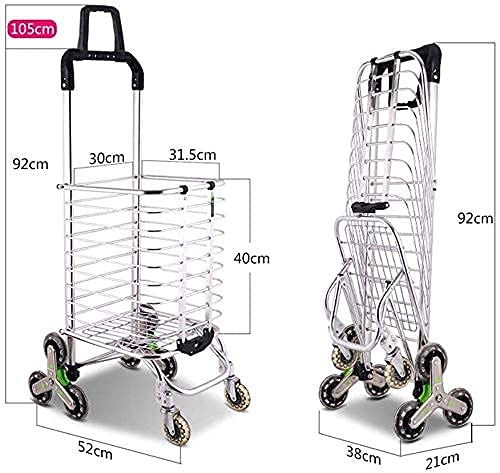 Shopping Trolley on Wheels Multi Function s,Kitchen Storage Utility Carts Foldable Dual Use Aluminum Alloy Climbing Shopping Cart 8 Rounds Crystal Wheel, Load 35 Kg Hand Trucks,Blue-B,