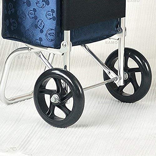 Shopping Trolley on Wheels Multi Function Shopping Cart Trolley Wheel Lightweight Aluminum Folding Luggage Cart Push-Pull Car Storage Hand Trucks,Blue ,