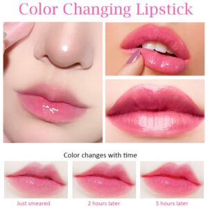 evpct 2Pcs Aloe Vera Tinted Lip Balms PH Lip Color Changing Lipstick Balm Stain Gift Set Queen for Women Girls Korean Mood Long Lasting Color Change Light Pink Lipstick Lip Tint Plumper Gloss