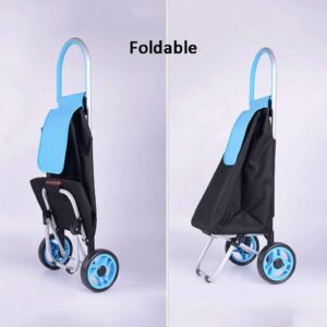 Shopping Trolley on Wheels Multi Function Shopping Cart Lightweight and Portable Folding Steel Tube Trolley Rose Back Zipper Bag Storage Hand Trucks,Yellow,32 * 31 * 90Cm ,Shoppi