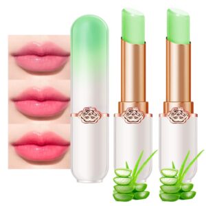 evpct 2pcs aloe vera tinted lip balms ph lip color changing lipstick balm stain gift set queen for women girls korean mood long lasting color change light pink lipstick lip tint plumper gloss