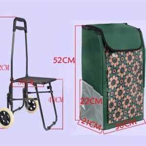 Shopping Trolley on Wheels Multi Function Shopping Cart with Chair Cloth Bag Cart/Luggage Cart/Small Cart Elderly Supermarket Groceries Steel Trolleys/Storage Hand Trucks,#5 ,