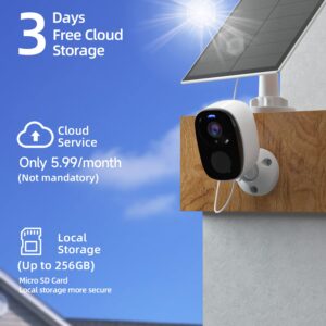 Rraycom 4pc Solar Security Cameras Wireless Outdoor, 2K Battery Powered Security Cameras, WiFi Security Cameras for Home Outside, Color Night Vision, AI Motion Detection, 2-Way Audio, IP65, SD/Cloud