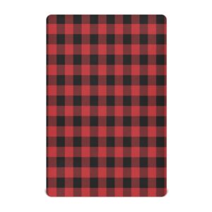 wellday red buffalo plaid crib sheets for boys and girls, fitted baby crib sheets soft and breathable mini crib sheets 39 x 27 x 5 inches