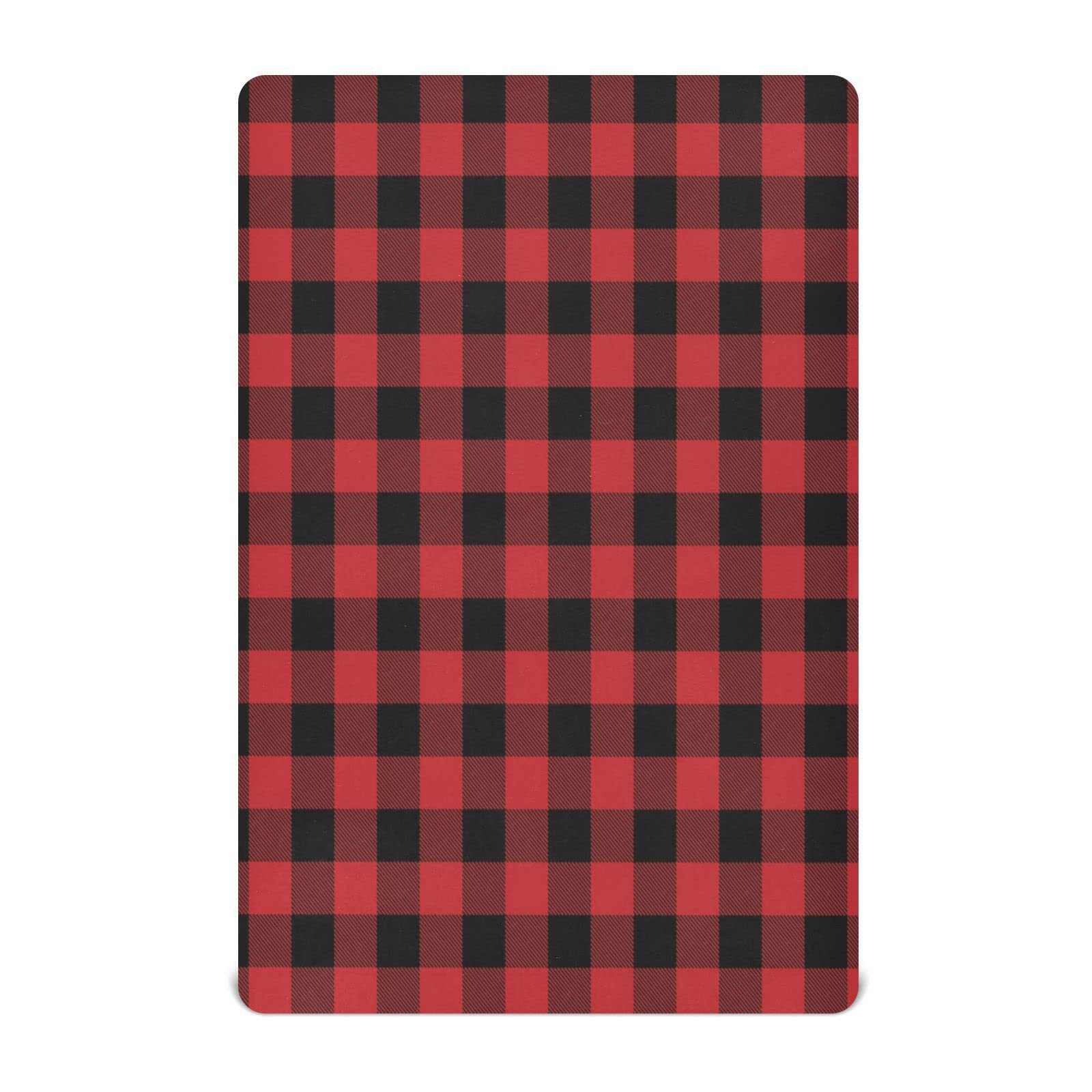 WELLDAY Red Buffalo Plaid Crib Sheets for Boys and Girls, Fitted Baby Crib Sheets Soft and Breathable Mini Crib Sheets 39 X 27 X 5 Inches