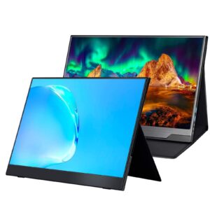 cocopar usb-c portable monitor bundle [15.6inch 1080p&17.3inch 4k] hdr zero frame usb-c computer display with dual type-c mini hdmi for laptop pc mac surface xbox ps4/5 switch with cover