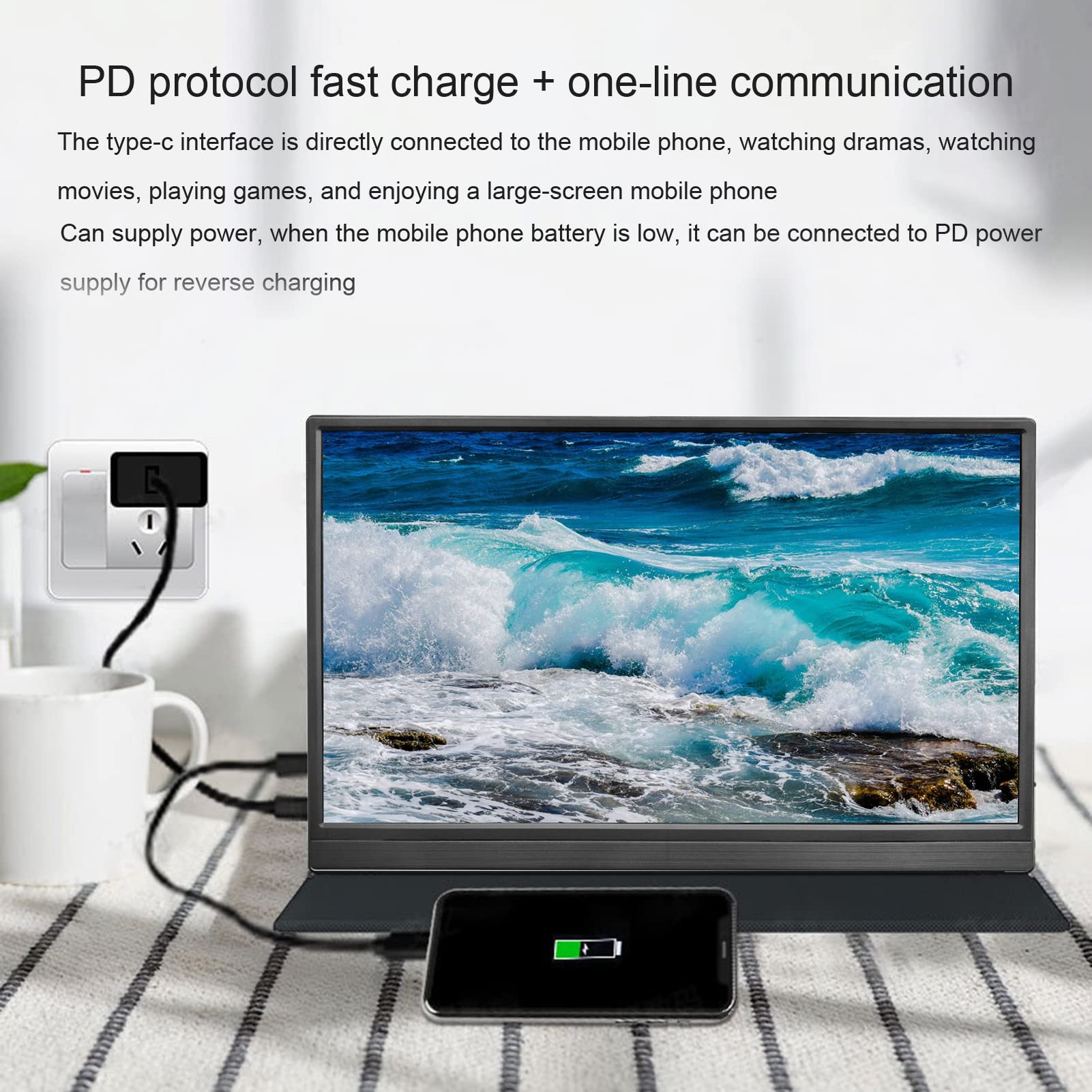 ZTGD 15.6'' Professional Portable Monitor (1920X1080) FHD, Portable Travel Monitor for Laptop USB-C HDMI Gaming Ultra-Slim Display w/Speaker, External Monitor for Laptop PC Phone PS5 Switch 13 B