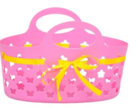 Easter Egg Hunt Oval Plastic Baskets with Ribbons(Pink, Purple, Blue and Yellow) With Special DTJS Easter Bonus