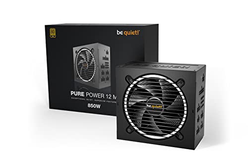 Pure Power 12 M 850W ATX 3.1, 80 Plus® Gold Modular Power Supply for PCIe 5.0 GPUs and GPUs with 6+2 pin connectors | 12VHPWR Cable Included, Silent 120mm be quiet! Fan | BN505