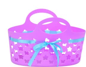 Easter Egg Hunt Oval Plastic Baskets with Ribbons(Pink, Purple, Blue and Yellow) With Special DTJS Easter Bonus