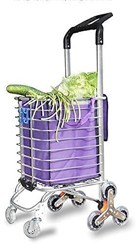 Shopping Trolley on Wheels Multi Function Shopping Cart Climbing Stairs with Adjustable Handle Tri-Wheel Household Vans Lightweight Collapsible Large Capacity Storage Hand Trucks,