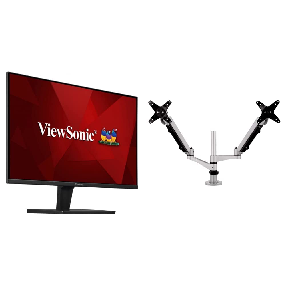 ViewSonic VA2715-2K-MHD 27 Inch 1440p LED Monitors and LCD-DMA-002 Spring-Loaded Dual Monitor Mounting Arm with Vesa Mount