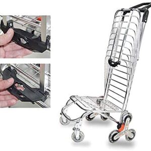 Shopping Trolley on Wheels Multi Function Shopping Cart Climbing Stairs with Adjustable Handle Tri-Wheel Household Vans Lightweight Collapsible Large Capacity Storage Hand Trucks,