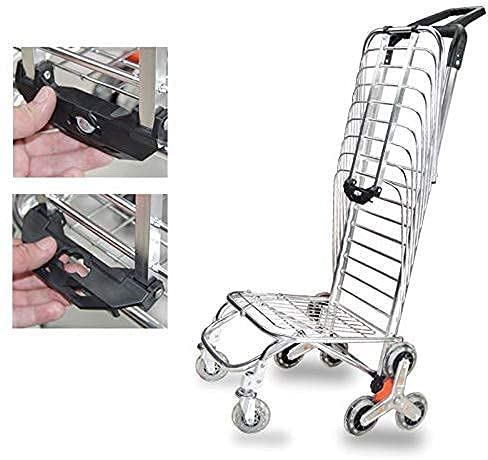 Shopping Trolley on Wheels Multi Function Shopping Cart Climbing Stairs with Adjustable Handle Tri-Wheel Household Vans Lightweight Collapsible Large Capacity Storage Hand Trucks,