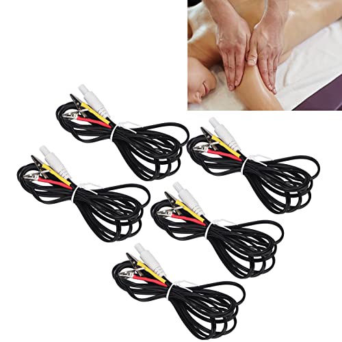 Clip Electrode Wire, Portable Flexible 5pcs Black TENS Electrode Wire for Men Women for Travel