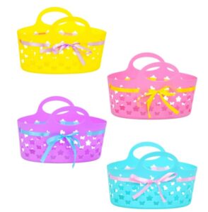 easter egg hunt oval plastic baskets with ribbons(pink, purple, blue and yellow) with special dtjs easter bonus