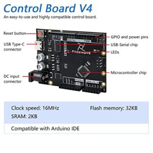 Freenove Control Board V4 (Compatible with Arduino IDE) with USB Type-C Interface, Detailed Instructions, Example Projects and Code