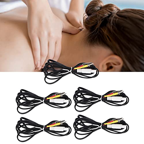 Clip Electrode Wire, Portable Flexible 5pcs Black TENS Electrode Wire for Men Women for Travel