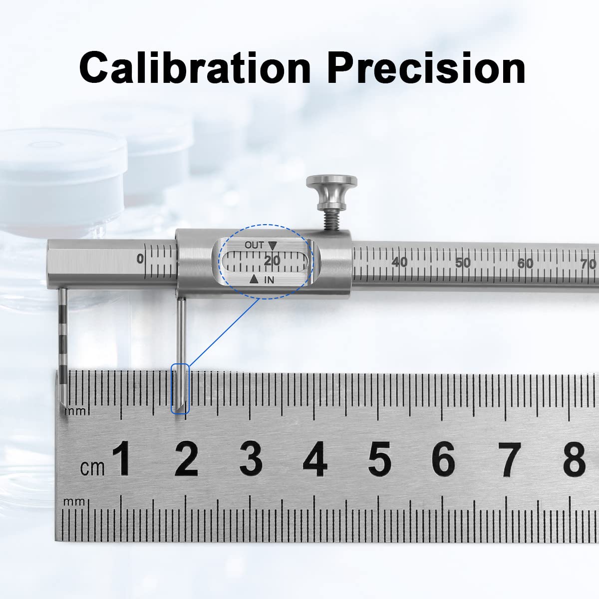 1PCS Orthodontic Sliding Caliper 0-80mm Implant Measuring Gauge Double Scale Round Dentistry Tool