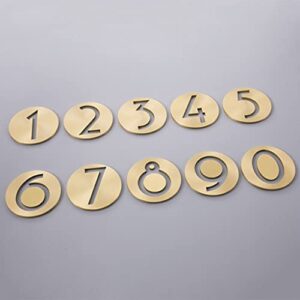 0-9 6.4cm Golden Brass Numbers Retro Villa Hotel Door Plates Round Hollow Numbers Room Number, 1pcs (Color : Number 7)