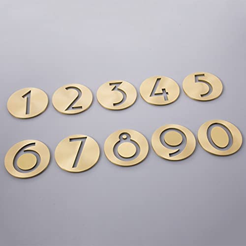 0-9 6.4cm Golden Brass Numbers Retro Villa Hotel Door Plates Round Hollow Numbers Room Number, 1pcs (Color : Number 7)