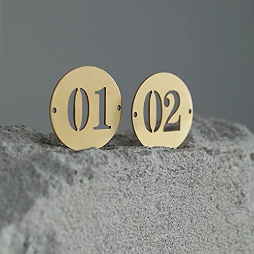 0-9 Retro Brass Table Number, 6cm Golden Card Table Number Plate, Round Hollow Countertop Digital Restaurant Plate Number, 1pcs (Color : Number 09, Size : 50x60mm)