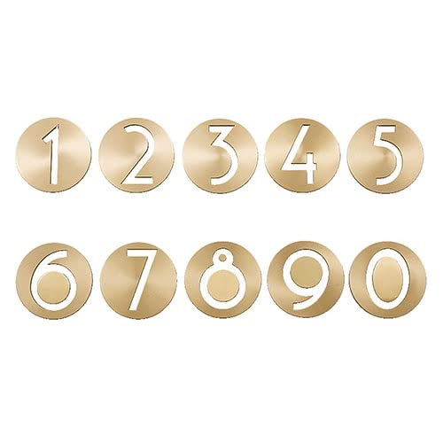 0-9 6.4cm Golden Brass Numbers Retro Villa Hotel Door Plates Round Hollow Numbers Room Number, 1pcs (Color : Number 7)