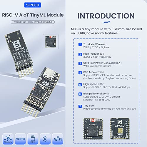 youyeetoo Sipeed M0S Dock tinyML RISC-V BL616 Wireless Wifi6 Module Development Board,TinyMaix, IOT Module, Support BT 5.2 and zigbee (Bundle B)