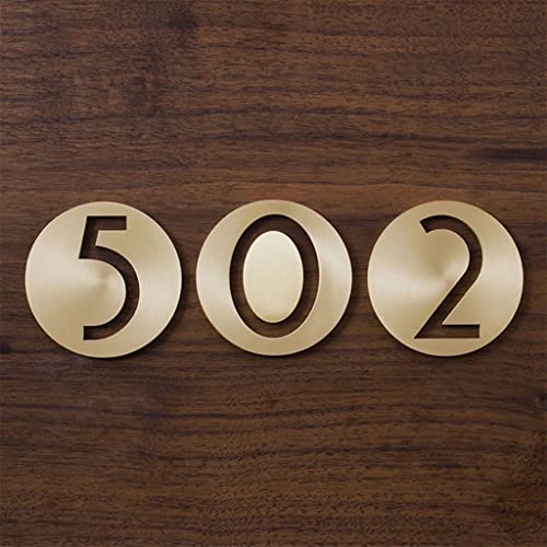 0-9 6.4cm Golden Brass Numbers Retro Villa Hotel Door Plates Round Hollow Numbers Room Number, 1pcs (Color : Number 7)