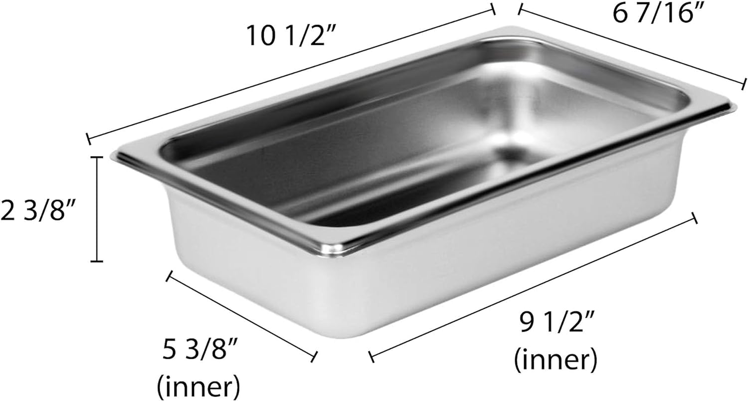 TrueCraftware-Quarter Size 2-1/2" Deep Stainless Steel Anti-Jamming Steam Table Pan 22 Gauge- Chafing Steam Food Pan Anti-Jam Steam Table Hotel Pan for Restaurant Family Events Personal Catering Use