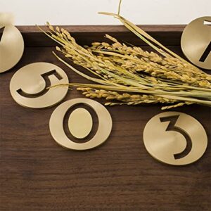 0-9 6.4cm Golden Brass Numbers Retro Villa Hotel Door Plates Round Hollow Numbers Room Number, 1pcs (Color : Number 7)