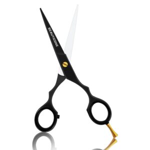 BEAUTICONE Hair Cutting Scissors | 6.5 Inch Stainless Steel Barber Scissors | Hairdressing Scissors for Salon | Smooth & Sharp Edge Blades, Razor Edge - Hair Scissors for Men & Women (Black)