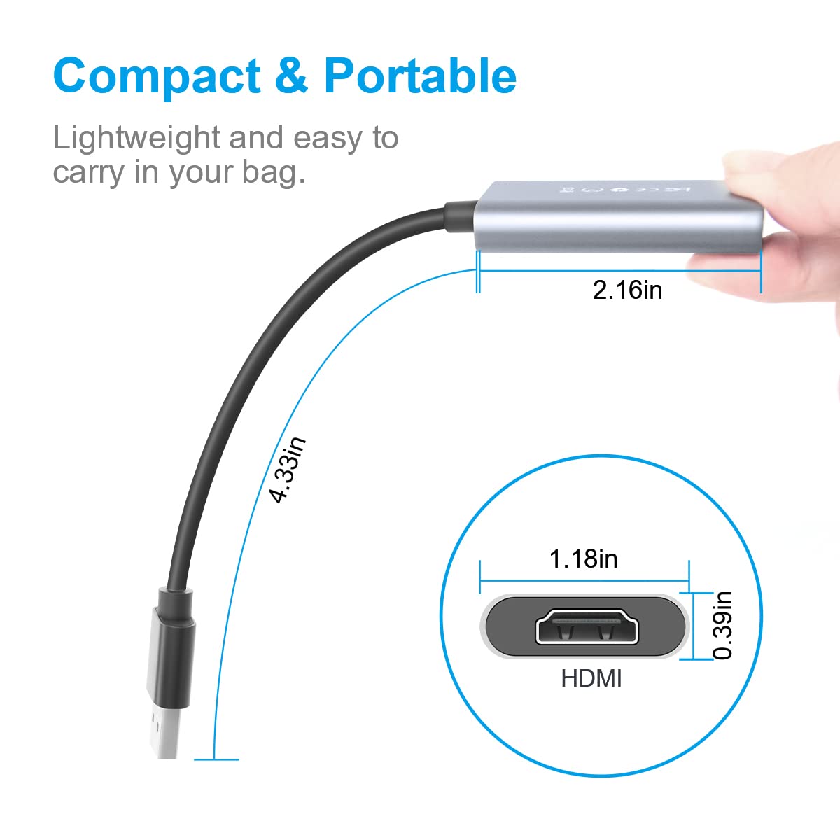 AGEEMY USB to HDMI Adapter for MAC, USB 3.0/2.0 to HDMI Converter Compatible with MacBook Air, USB HDMI Adapter, Multi Display Video Adapter, Compatible with Windows XP/7/8/10, MacBook Pro, MAC OS