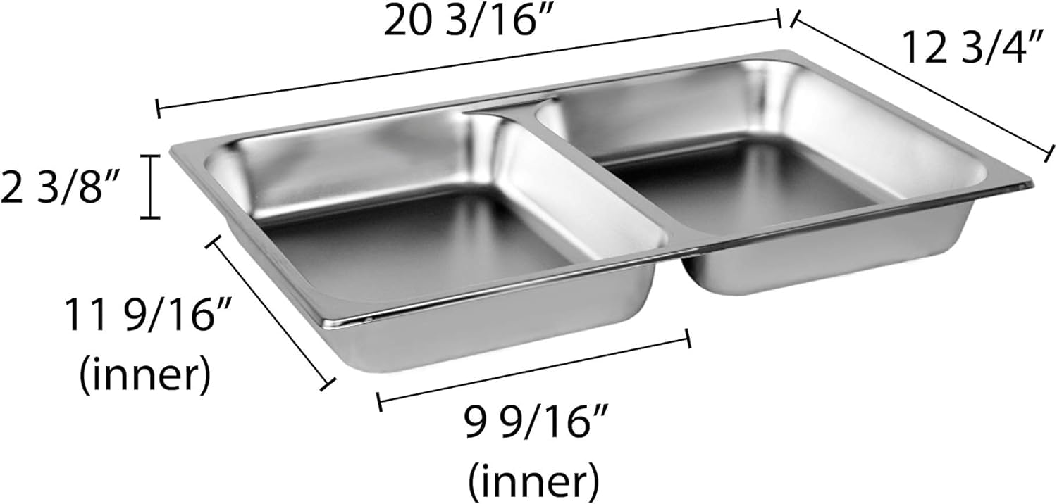 TrueCraftware-Full Size 2-1/2" Deep Stainless Steel Anti-Jamming Divided Steam Pan 24 Gauge- Chafing Steam Food Pan Anti-Jam Steam Table Hotel Pan for Restaurant Family Events Personal Catering Use