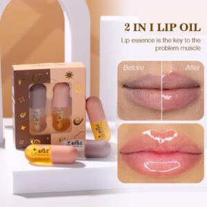 Moisturizing Lip Plumper Set - Natural Lip Plumper and Lip Care Serum, Lip Gloss For Day & Night, Lip Enhancer for Fuller, Hydrating & Reduce Fine Lines, 6ml