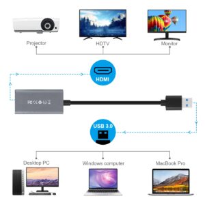 AGEEMY USB to HDMI Adapter for MAC, USB 3.0/2.0 to HDMI Converter Compatible with MacBook Air, USB HDMI Adapter, Multi Display Video Adapter, Compatible with Windows XP/7/8/10, MacBook Pro, MAC OS