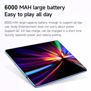 10.1 Inch Tablet, Quad-Core Processor 3GB RAM 64GB ROM, 1280 * 800 IPS Touch Screen, 8MP+2MP Camera, 6000mAh Long Battery Life, WiFi BT Android 12 Tablet